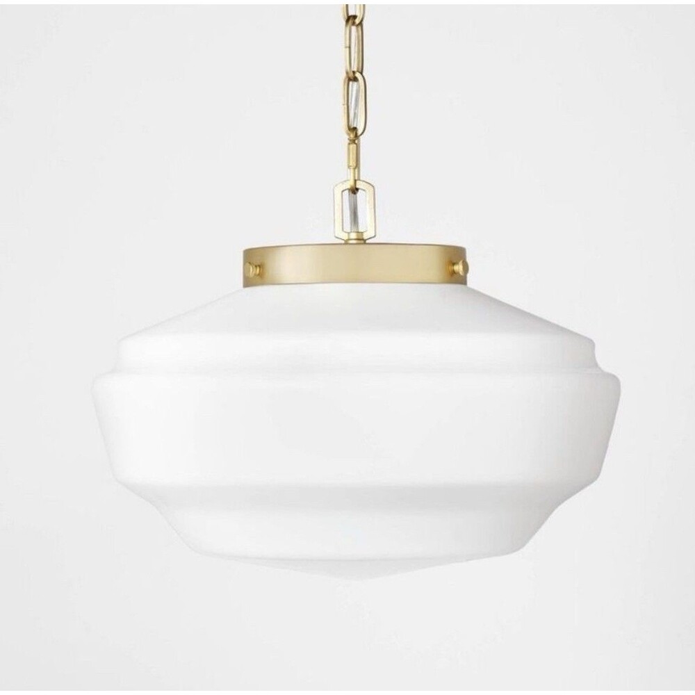 Milk Glass Adjustable Pendant Ceiling Light, Brass Hearth & Home With magnolia
